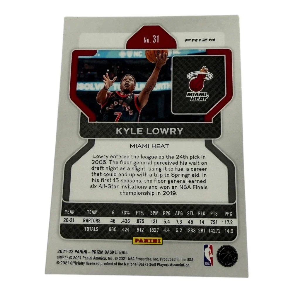 2021-22 Panini Prizm Kyle‎ Lowry Miami Heat #31 Cracked Ice Mosaic Refractor NBA
